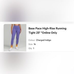 Lululemon Base Pace High Rise Running Tight 25”